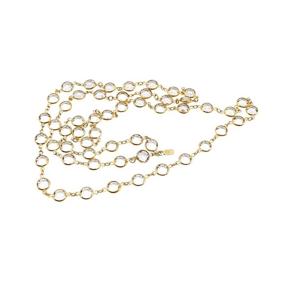 Gorgeous Vintage Swarovski Crystal Gold-Plated Necklace 36 Inches - Picture 5 of 7